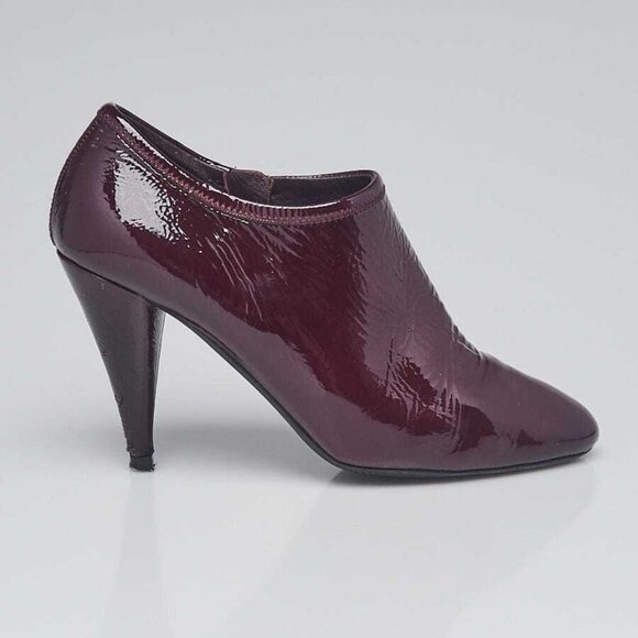Prada Burgundy Patent Leather Ankle Booties Size 7/37.5 - Picture 3 of 4